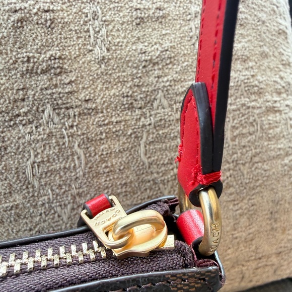 Coach Signature Brown and Red Two Way Wristlet/Handbag - Picture 5 of 14